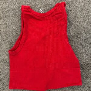 Red High-neck Cropped Tank